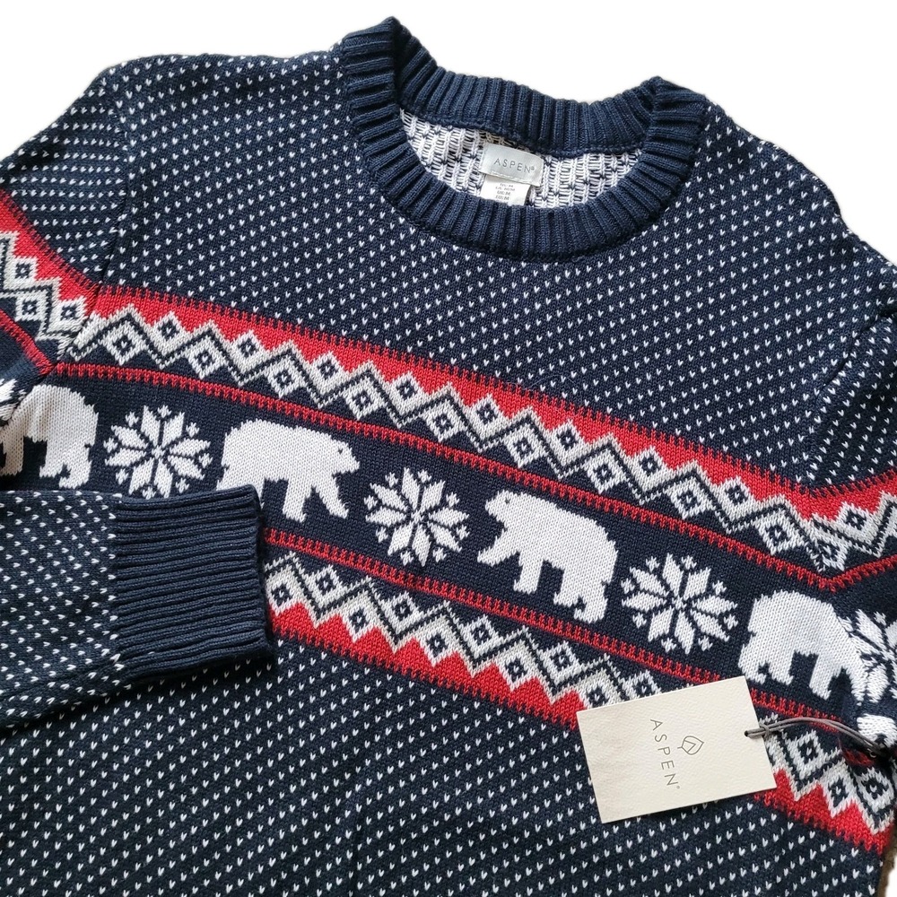 Aspen‎ Polar Bear Ski Nordic Novelty Fair Isle Sweater Eclectic Grandpa Medium